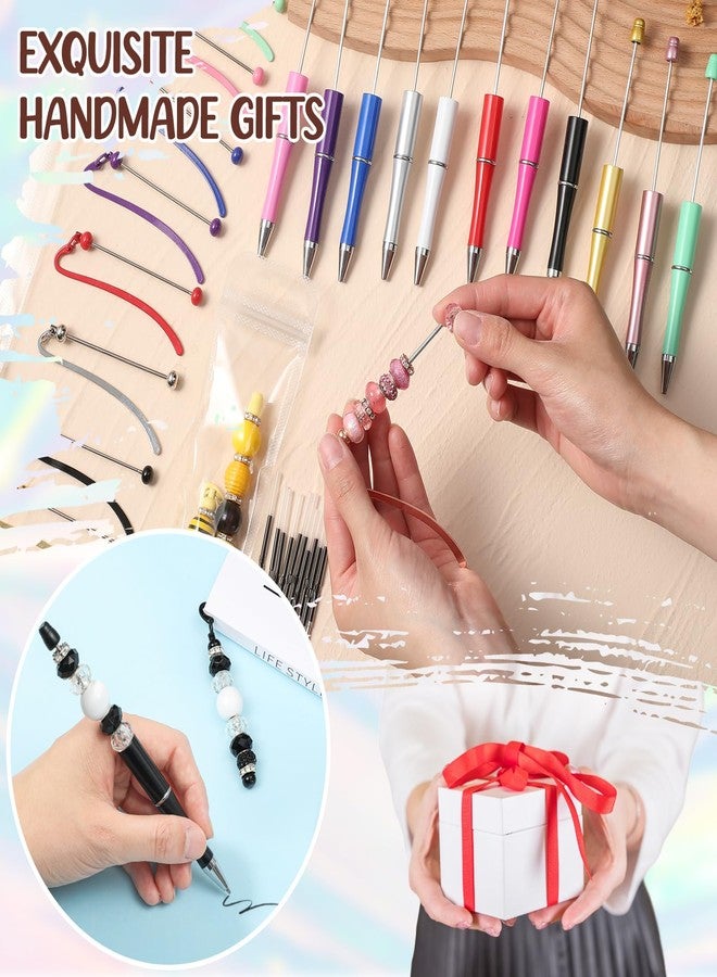 Kolldenn 56 Pcs DIY Beadable Bookmarks and Beadable Pens Kit Multicolor Bulk Metal Bookmarks Black Ink Pens with Refills Pen Packaging for Student Teacher School Craft Gift - Image 4