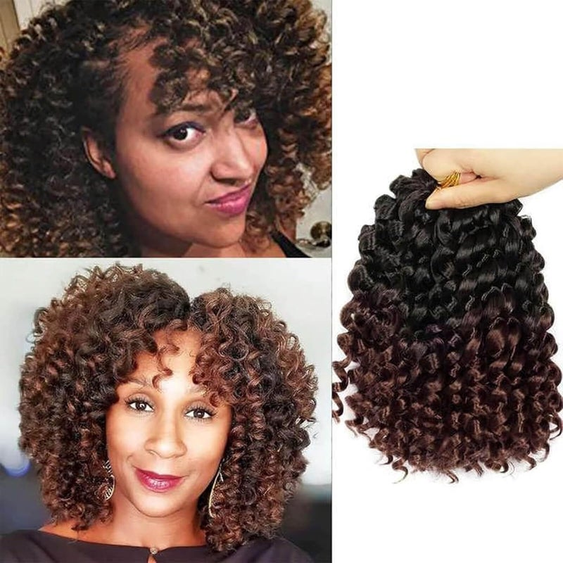 QUEENTAS 6Packs Passion Twist Hair Short Crochet Braids Hair Extensions Curly Braiding Wigs for Black Women 72 Roots 8inch1B30