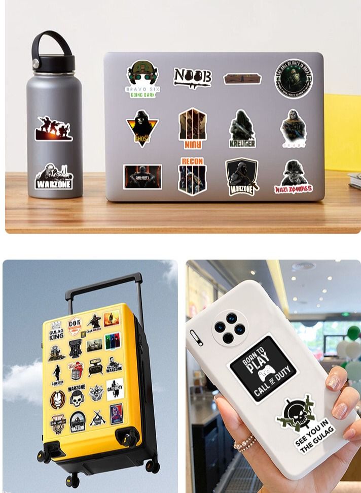 100 Pcs Call of Duty Waterproof Stickers Cute Anime Cartoon Vinyl Aesthetic Sticker Laptop Skateboard Luggage Computer Water Bottle Graffiti Sticker Packs for Kids Teens Girls Adults  - Image 5