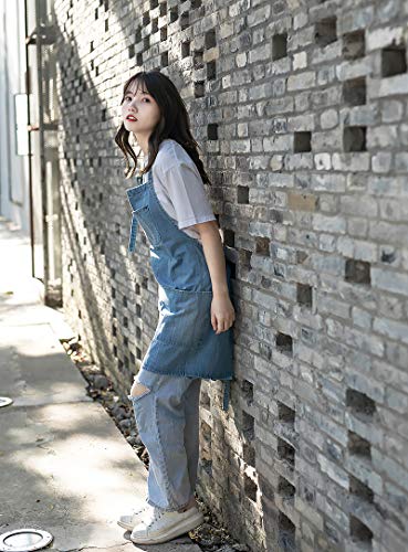 Tobyan Cotton Denim Apron Soft - Unisex Adjustable Bib Apron with 5-Pockets Perfect for Kitchens (Light Blue) - Image 4