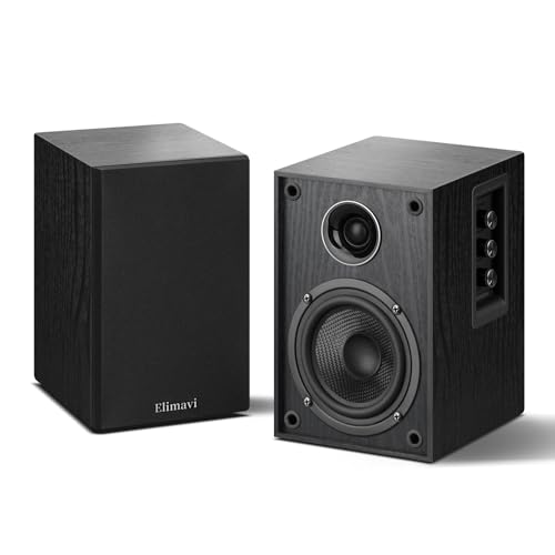 Elimavi Powered Bookshelf Speakers, 40W X 2 Record Player Speakers with 4 Inch Woofer and a 1" Silk Dome Tweeter, BT5.3/RCA/USB-C Audio Input for PC and TVs, Black - Image 1