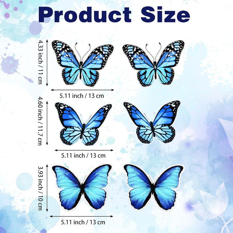 Fiada 6 Pcs Butterfly Screen Door Magnets Flexible Double Sided Door Magnets Decorative Protectors for Sliding Screen Doors Prevent People & Pets from Running into Windows(Blue) - Image 5