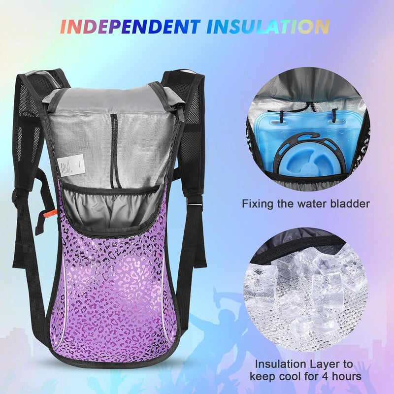 KUYOU Rave Hydration Pack, Hydration Backpack with 2L Hydration Bladder, Festival Essential Water Backpack for Hiking, Running, Cycling, and Music Festivals - Image 4