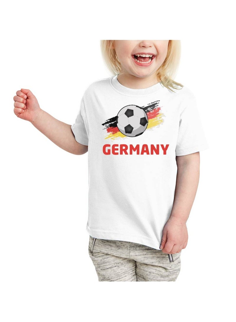 PRINTSHOP4ME Germany Unisex Kids T-Shirt - Short Sleeve Round Neck Cotton Tshirt for Boys and Girls - Soft and Comfortable - Gift for Young Football Fans - Image 1