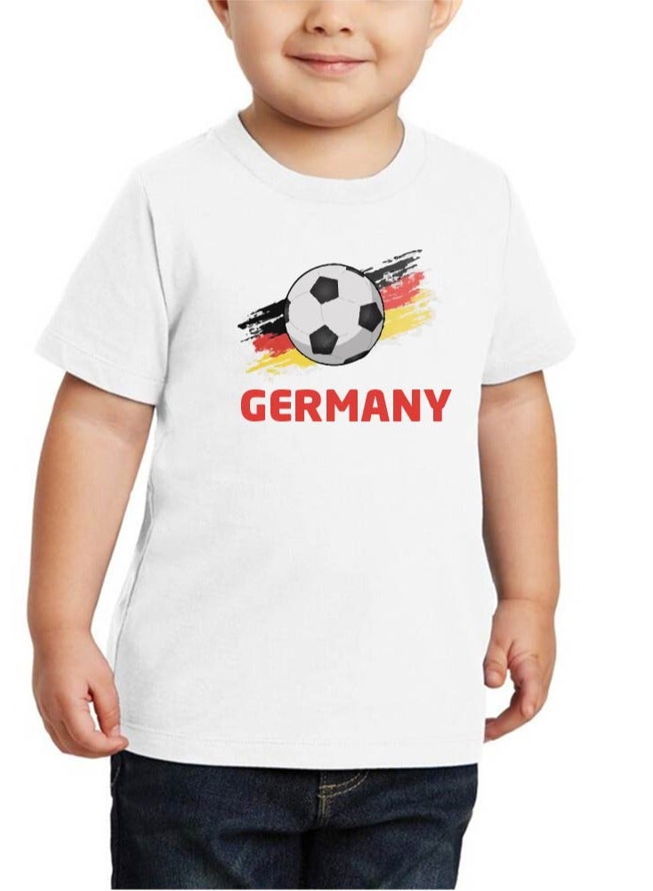 PRINTSHOP4ME Germany Unisex Kids T-Shirt - Short Sleeve Round Neck Cotton Tshirt for Boys and Girls - Soft and Comfortable - Gift for Young Football Fans - Image 2
