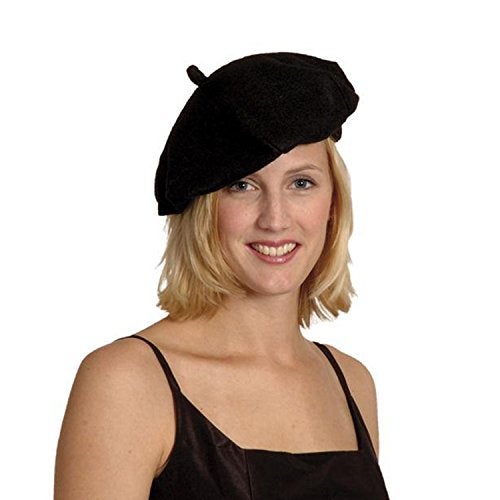 ICSTH French Beret - Wool Solid Color Womens Beanie Cap Hat Black - Image 1