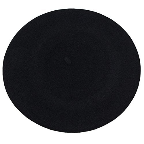 ICSTH French Beret - Wool Solid Color Womens Beanie Cap Hat Black - Image 2