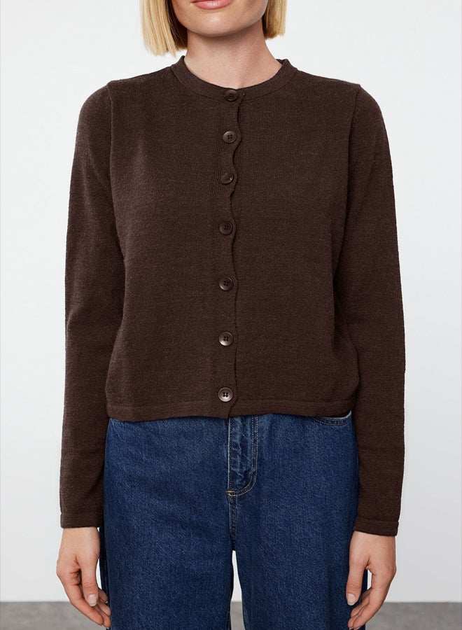 trendyol Brown Woolen Jacket Look Knitwear Cardigan - Image 3