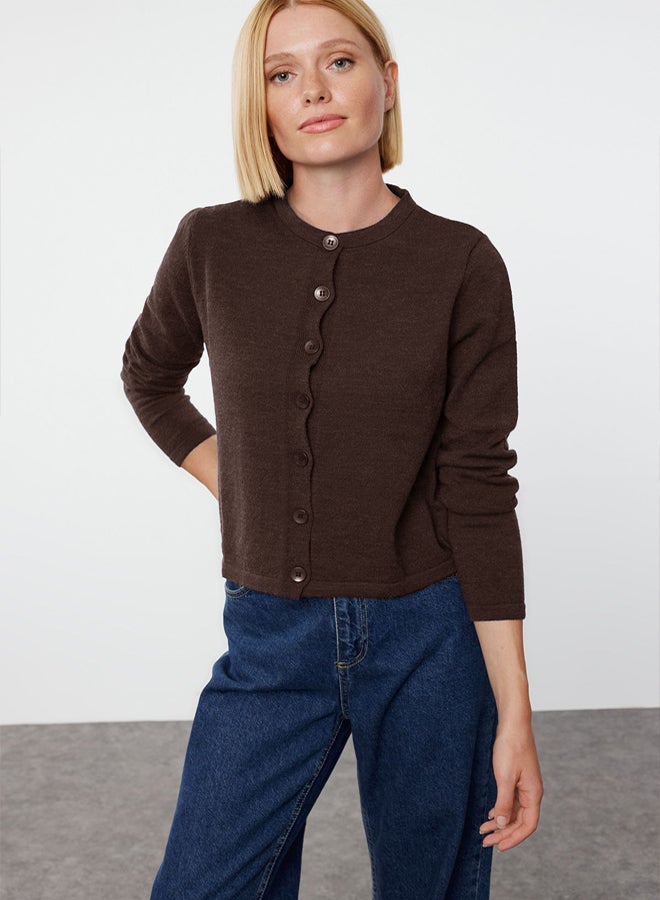 trendyol Brown Woolen Jacket Look Knitwear Cardigan - Image 1