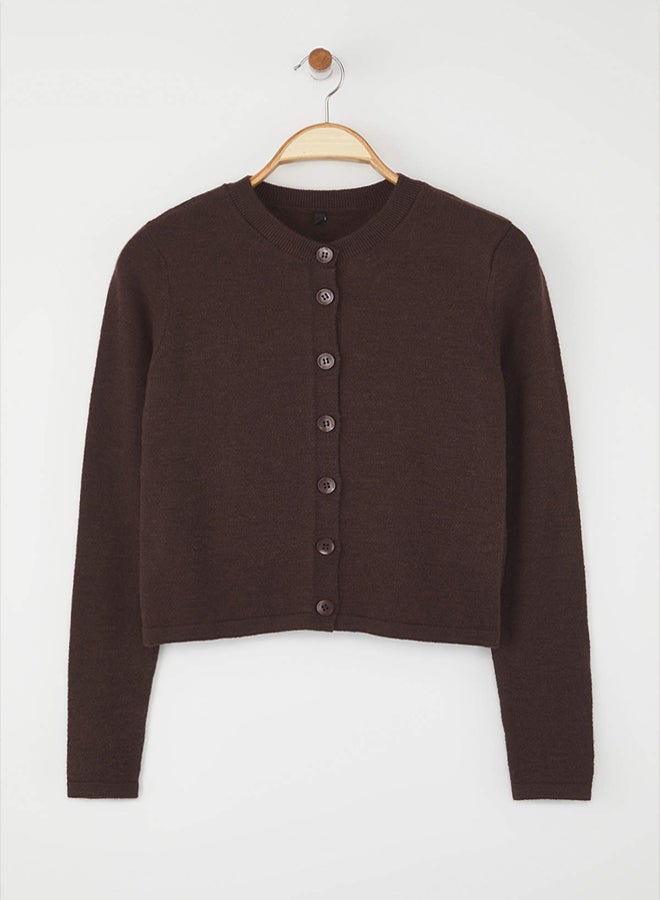 trendyol Brown Woolen Jacket Look Knitwear Cardigan - Image 5