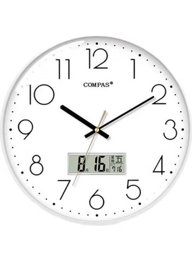Compas (Compas) Radio-Controlled Clock Automatic Silent Wall Clock Classroom Living Room Clock Table Wall C6219Ay Pure White 35Cm - Image 1
