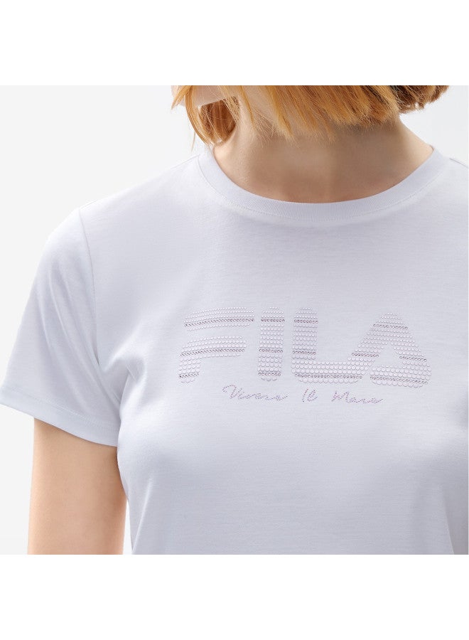 FILA Women'S Clothing Ladies T-Shirt Women'S Fashion Simple Basic Casual Knit Round Neck Short Sleeve Top - Image 4