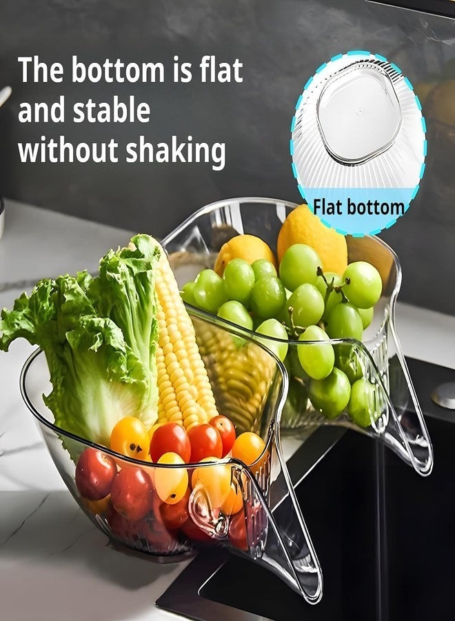 XIBO Multifunctional Drain Basket Clear Drain Basket with Spout, Food Drainer,Vegetables and Fruits, Rice and Pasta Strainer, Colander for Kitchen, Bowl for Snacks and Salad. - Image 5