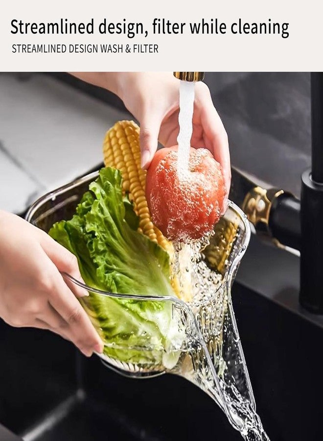XIBO Multifunctional Drain Basket Clear Drain Basket with Spout, Food Drainer,Vegetables and Fruits, Rice and Pasta Strainer, Colander for Kitchen, Bowl for Snacks and Salad. - Image 3