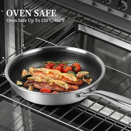 Innerwell Stainless Steel Frying Pan 8 Inch Nonstick Honeycomb Coatings Skillet for Eggs & Omelettes-Non Toxic Healthy Kitchen Cooking Pan Compatible with All Cooktops - Image 5