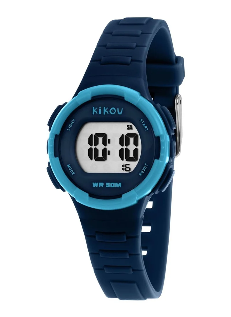 Kikou Neon Kids Digital Watch for Boys & Girls - Blue Sunray Dial, 31mm Round Case, Blue Polyurethane Strap, Quartz, 50M Water Resistant - R4551107004