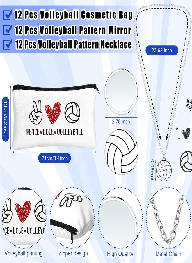 Yeyeplum 72 Pcs Volleyball Team Gifts Party Favors Include 12 Makeup Bags 12 Lip Balm 12 Lip Balm Holder 12 Necklace 12 Adjustable Bracelet 12 Mirrors for Volleyball Lovers Players Teen Girls Supplies - Image 2