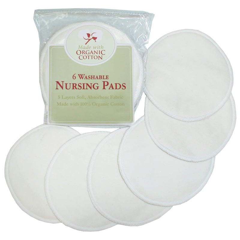 TL Care Nursing Pads Made with Organic Cotton, Natural Color, 6 Count - Image 1
