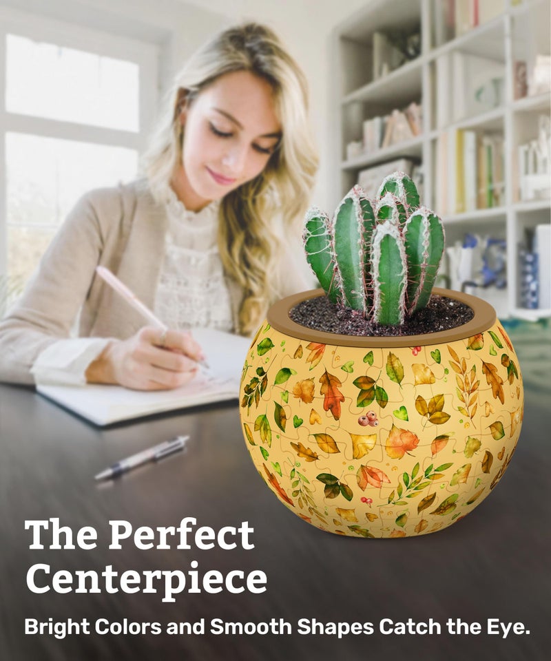 PieceRelax 3D Puzzle Planter 80 Pieces - Flower Pot - Elegant Green, Home Decor Flower Pots for Indoor Cactus, Succulents Pots [K1105] - Image 2