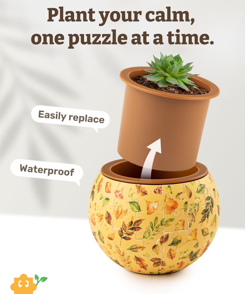 PieceRelax 3D Puzzle Planter 80 Pieces - Flower Pot - Elegant Green, Home Decor Flower Pots for Indoor Cactus, Succulents Pots [K1105] - Image 3