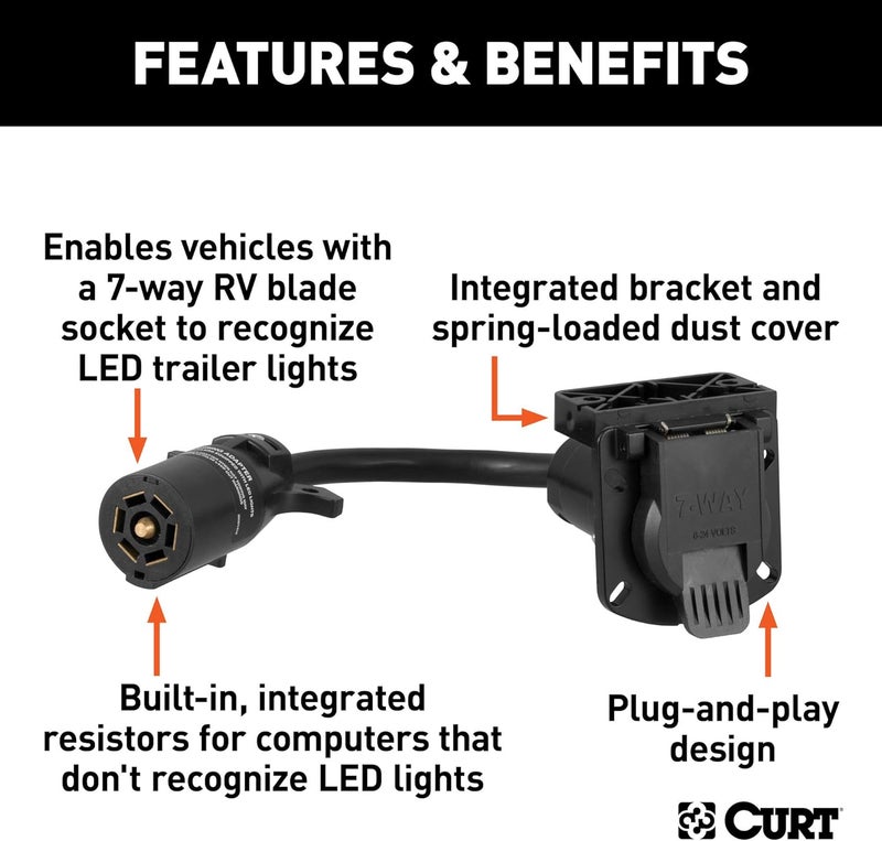 CURT 57003 LED-Compatible 7-Way RV Blade Trailer Wiring Adapter - Image 3