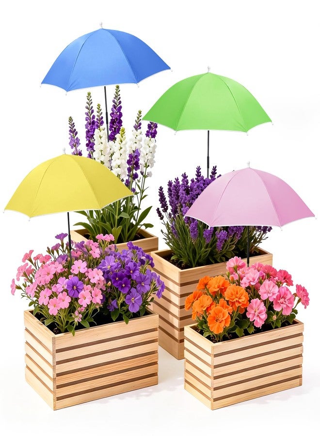 Tryly Plant Umbrellas for Outdoor Plants, Garden Umbrella Shade for Potted Plants and Garden Beds, Provide Shade to Defend Plants From Blazing Sun (1Green 1Yellow 1Pink 1Blue) - Image 1