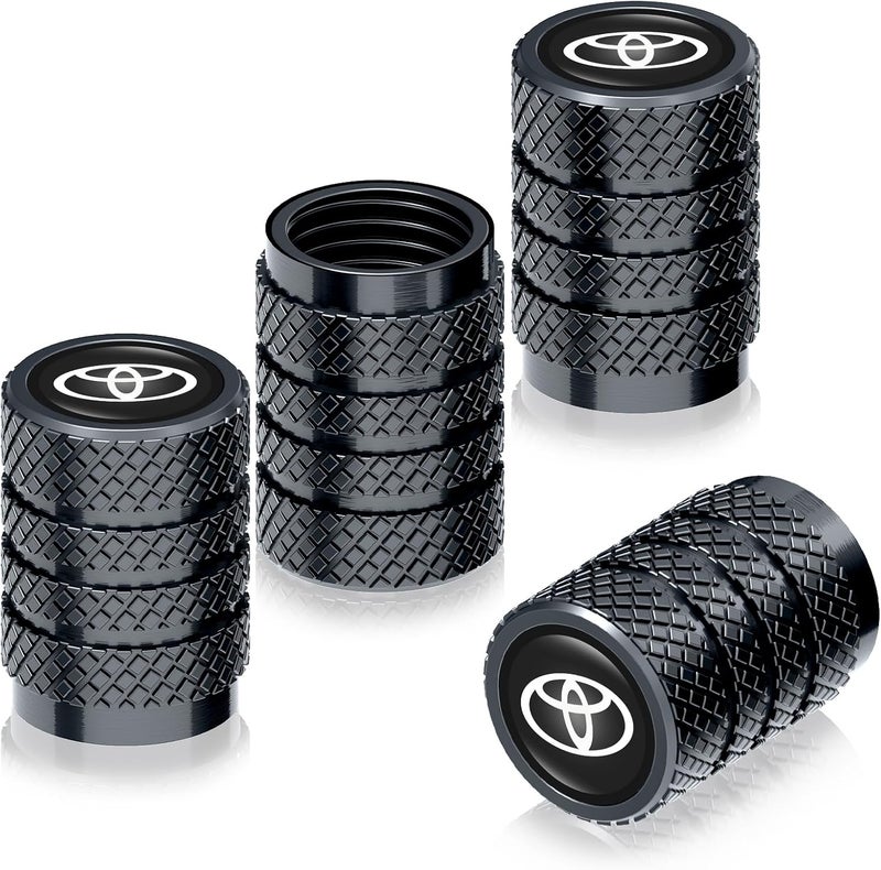 PPODKS Tire Valve Caps Set for Toyota Vehicles - 4 Copper Black Caps - Image 2