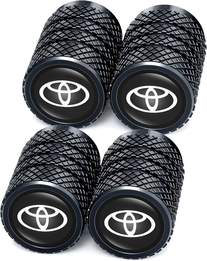 PPODKS Tire Valve Caps Set for Toyota Vehicles - 4 Copper Black Caps - Image 1
