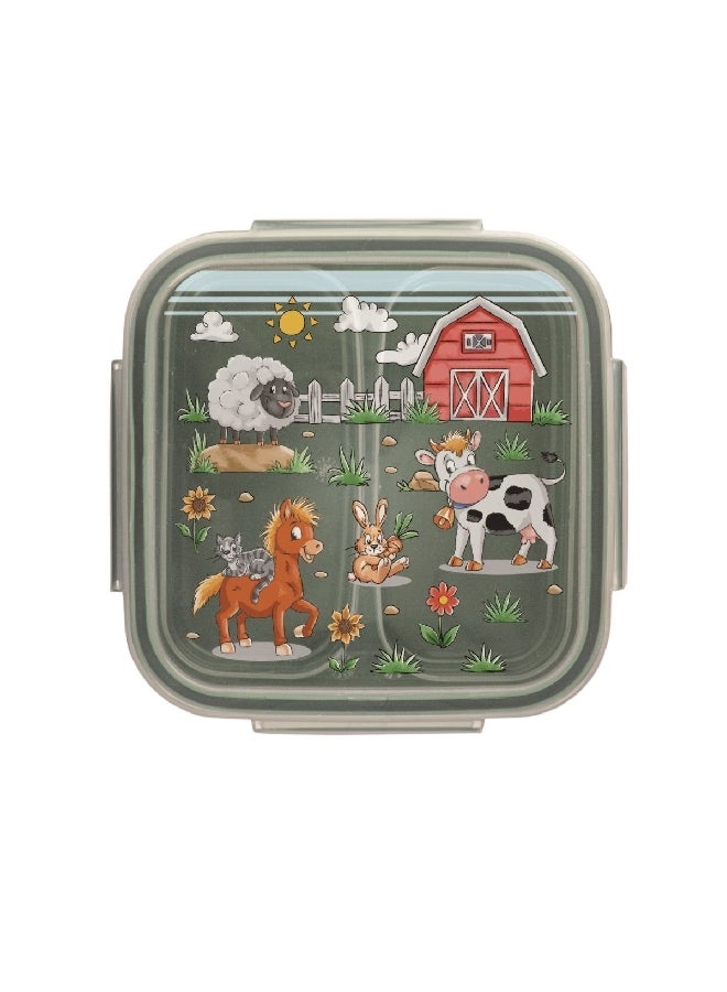 سنيبس فارم صندوق غداء مربع الشكل عالي الجودة بقفل محكم بلونين أخضر وشفاف 0.80 لتر 010083 - Image 2