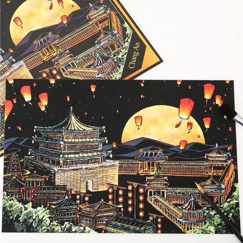Color City Night Scenery Scratch Scratch Handmade Scratch Diy Creative Handmade Paintings For Girlfriends Gifts - Image 3