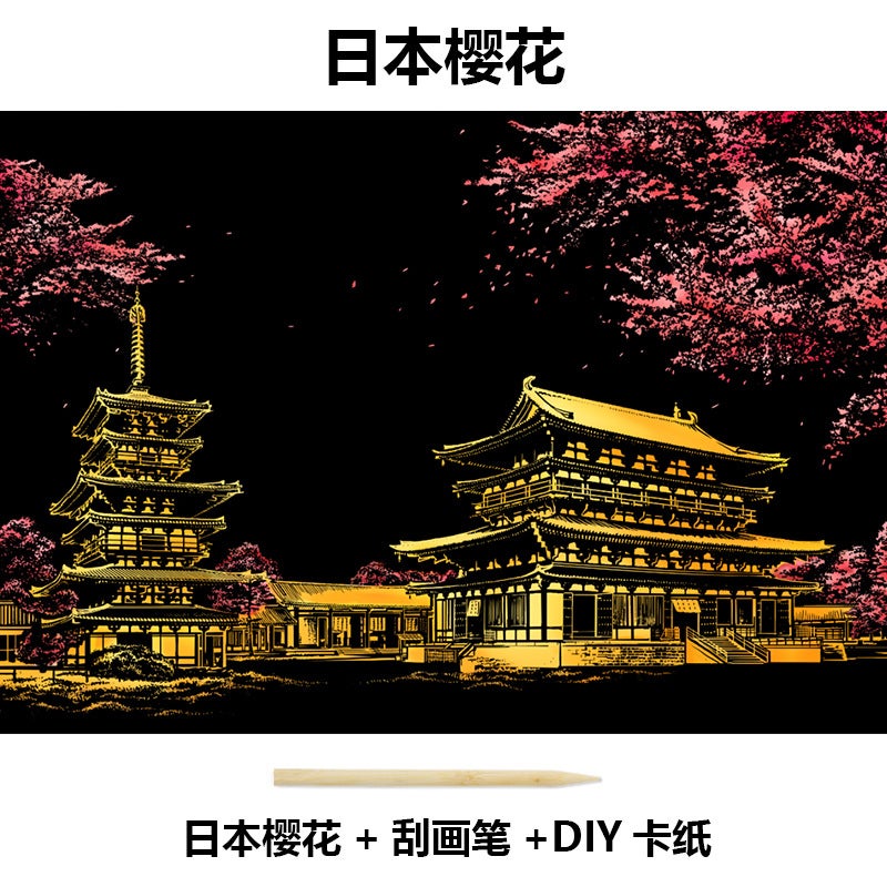 Color City Night Scenery Scratch Scratch Handmade Scratch Diy Creative Handmade Paintings For Girlfriends Gifts - Image 1