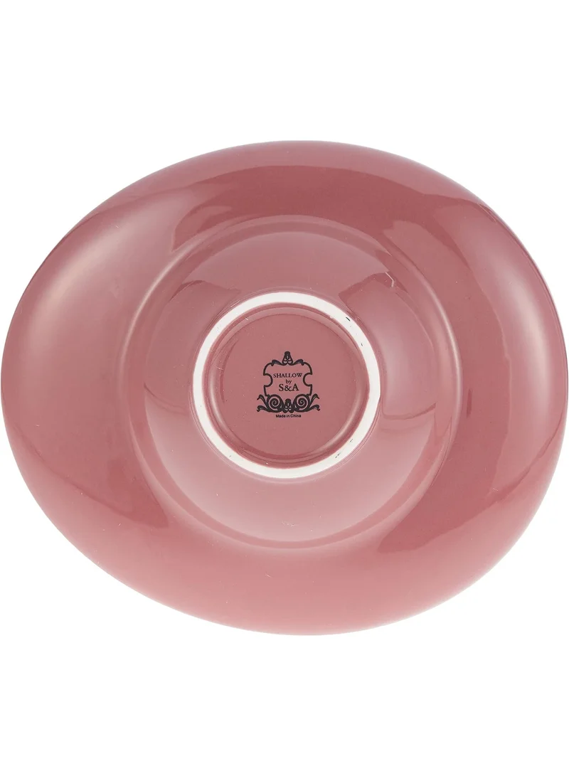 شالو طبق باستا مسطح 24 سم – أرجواني لامع | طبق تقديم بحافة عريضة للباستا والسلطات والحساء | أواني طعام أنيقة للمنزل والمطاعم