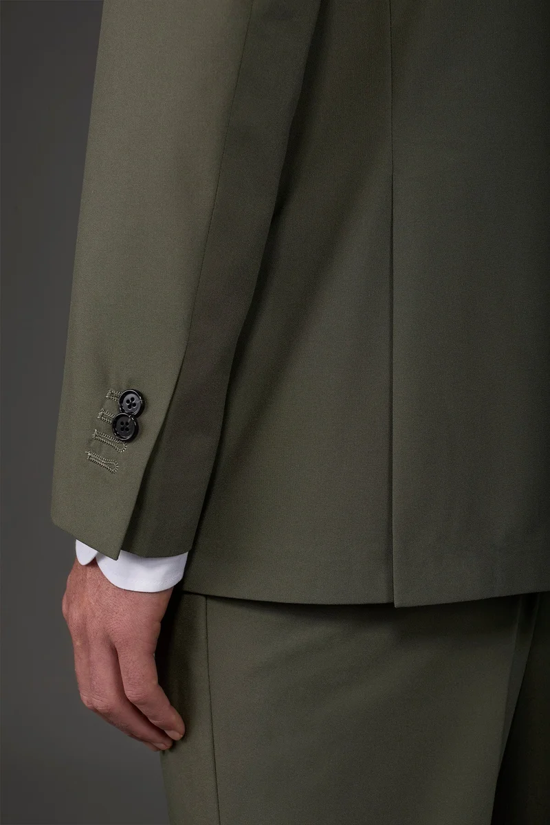 Doppelganger Green Single-breasted men's suit with flat front trousers - Military for Men | Best Price UAE