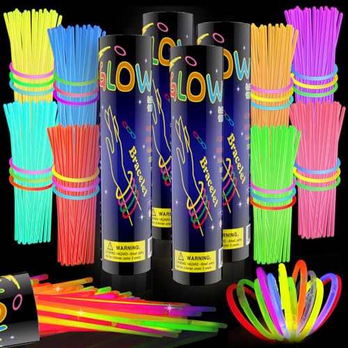 HONLYNE 400 Pcs Glow Sticks Bulk Party Pack 8 Glow in the Dark Party Supplies Glow in the Dark Light Up Sticks with Connectors Party Favors for Birthday Concert Raves Halloween Christmas - Image 1