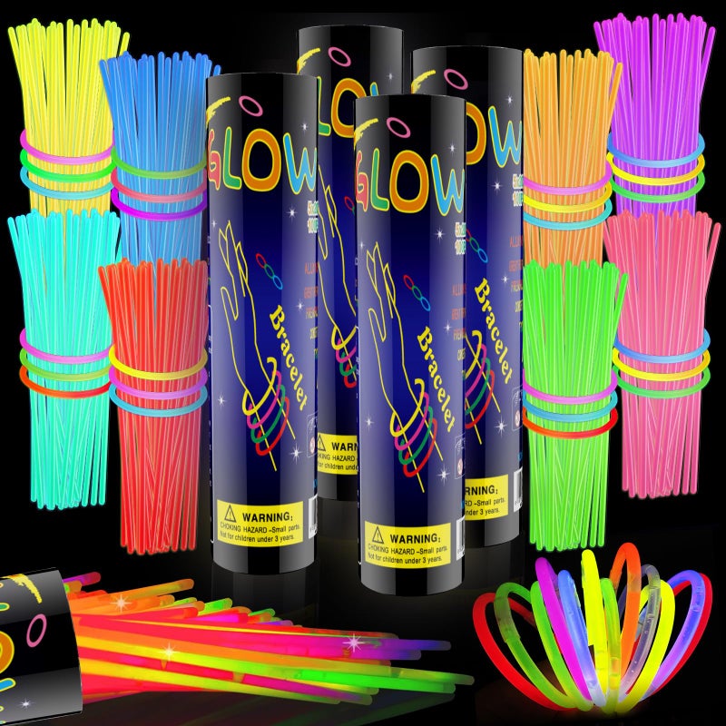 HONLYNE 400 Pcs Glow Sticks Bulk Party Pack 8 Glow in the Dark Party Supplies Glow in the Dark Light Up Sticks with Connectors Party Favors for Birthday Concert Raves Halloween Christmas - Image 3