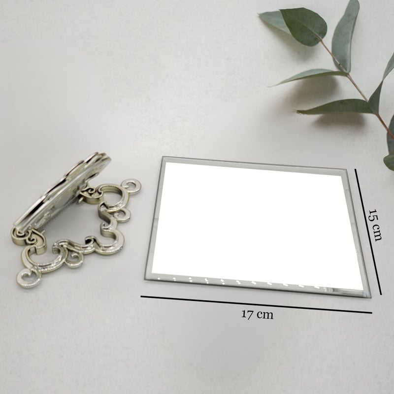 PUSHKH Makeup Mirror with Stand Tabletop Traditional Square Mirror Portable Antique Decorative Mirror Vanity Standing Mirror - Image 5