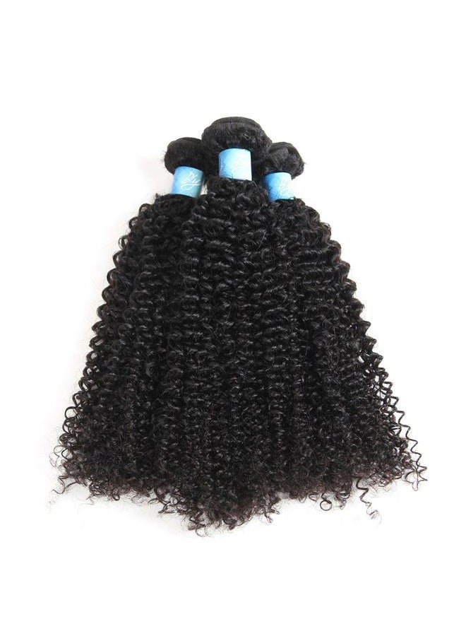 BLY 7A Mongolian Virgin Kinky Curly Human Hair Bundles Extensions 3 Bundles Unprocessed Curly Weave Natural Black Hair(10/12/14 Inch) - Image 2