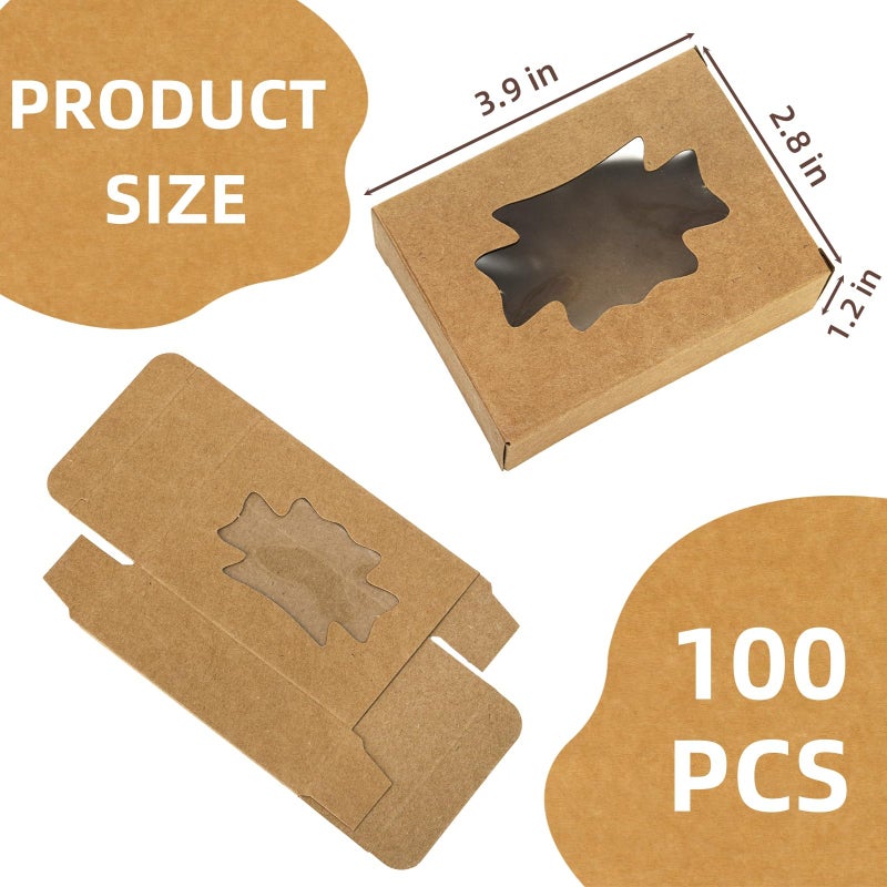WRINGKIT 100 Pack Kraft Paper Soap Boxes, Kraft Treat Boxes with Window, Rectangle Soap Wrappers Packaging, Soap Making Supplies for Bakery, Chocolate, Sweet, Jewelry Display, Candy Gift Box - Image 2