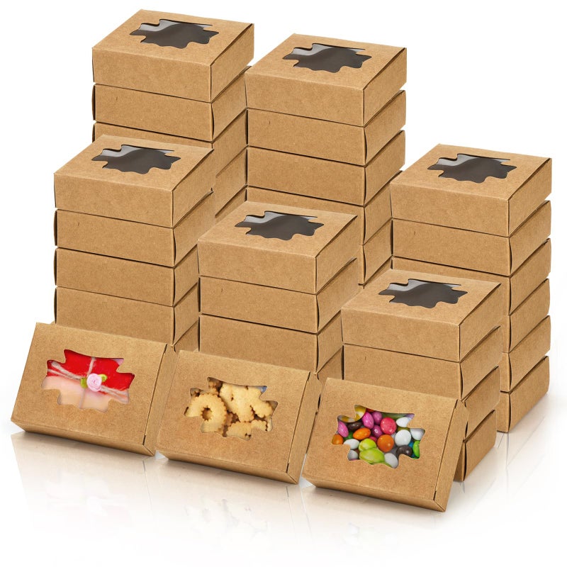 WRINGKIT 100 Pack Kraft Paper Soap Boxes, Kraft Treat Boxes with Window, Rectangle Soap Wrappers Packaging, Soap Making Supplies for Bakery, Chocolate, Sweet, Jewelry Display, Candy Gift Box - Image 1