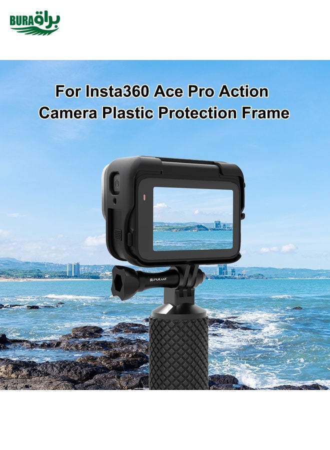 BURAQ For Insta360 Ace Pro PULUZ Plastic Cage Expansion Adapter Frame with Cold Shoe Base (Black) - Image 2