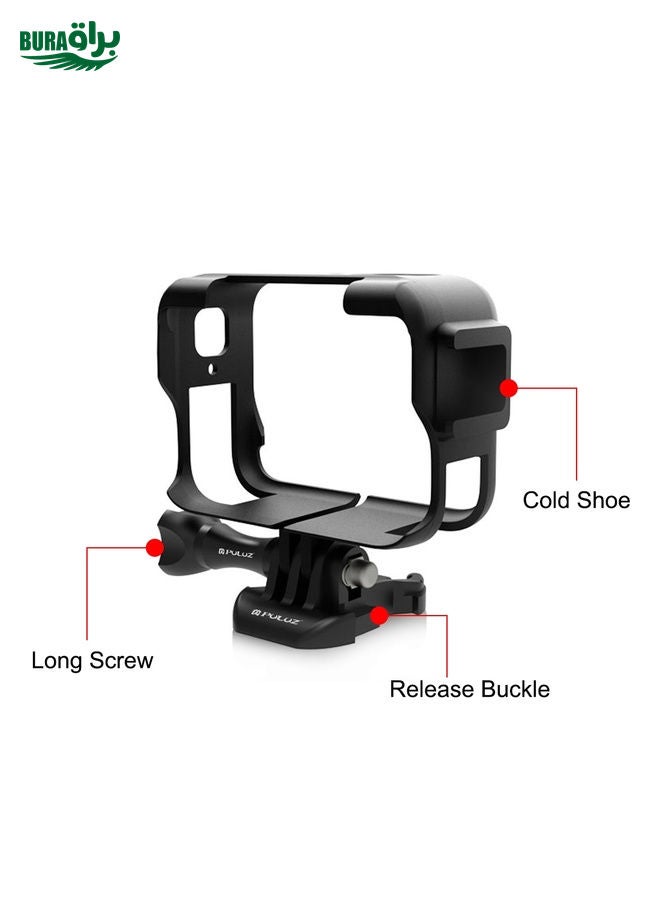 BURAQ For Insta360 Ace Pro PULUZ Plastic Cage Expansion Adapter Frame with Cold Shoe Base (Black) - Image 4