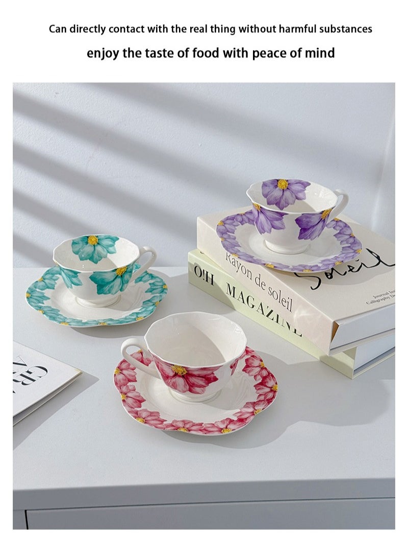Apustim Large Floral Print Ceramic Coffee Cup With Saucer Gift Box Set，Suitable For Coffee，Tea，Hot Chocolate，Etc，Gift For Friends，Ladies Birthday，Mother's Day Gifts（Green）  - Image 3