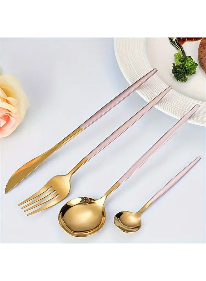 Red And Golden 16 Pcs Stainless Steel Cutlery Set For 4 Dishwasher Safe - Image 4