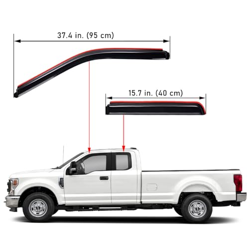 Lightronic Extra Durable Clip-on in-Channel Auto Vent Window Visor, Fits 2015-2025 Ford F-150, 2017-2025 F-150 Raptor, SuperCab, UV Protection Rain Guard, Original Wind Deflector, Dark Smoke, 4-Pcs - Image 3