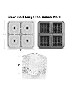KASTWAVE 3D Square Ice Cube Tray, Ice Cube Tray with Lid, Large Square Silicone Fun Shapes Whiskey Ice Mold with Funnel, Easy to Release & Sturdy, for Cocktails, Bourbon,Brandy, Whiskey Gifts for Men, Black  - Image 3