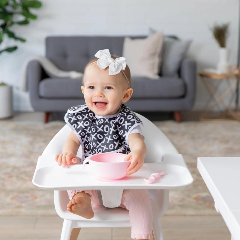 Bumkins Bibs for Girl or Boy, SuperBib Baby and Toddler for 6-24 Months, Essential Must Have for Eating, Feeding, Baby Led Weaning Supplies, Mess Saving Catch Food, Fabric 3-pk Hearts and XOXO - Image 3