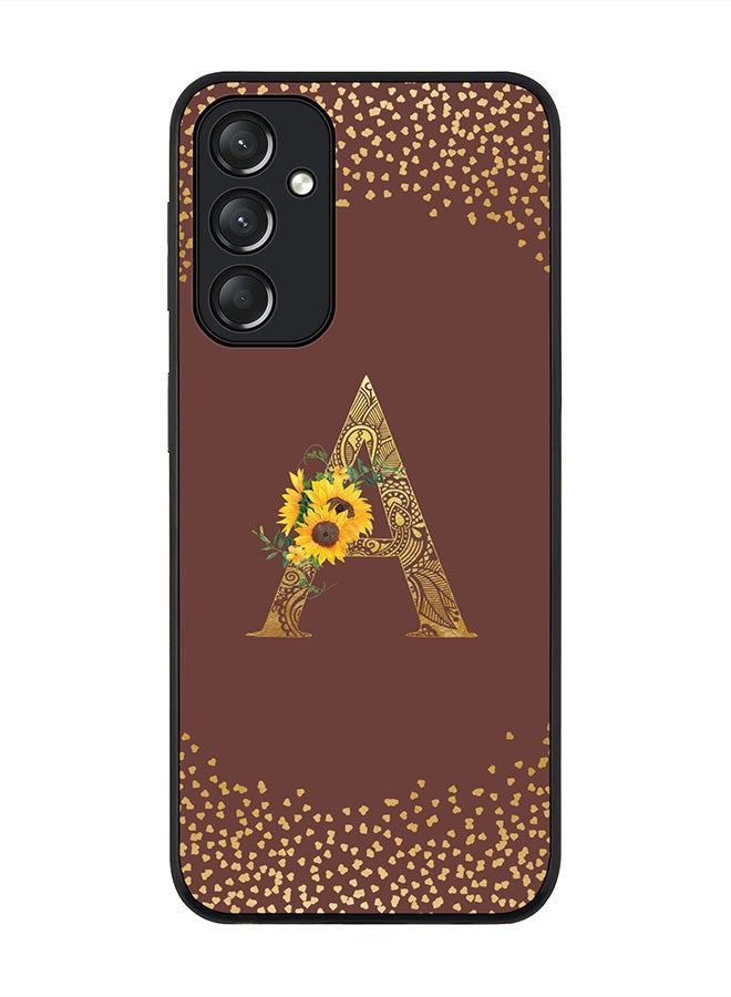 Stylizedd Rugged Black edge case for Samsung Galaxy A05s, Slim fit Thin Cover- Custom Monogram Initial Letter Floral Pattern Alphabet-A  (Brown ) - Image 1