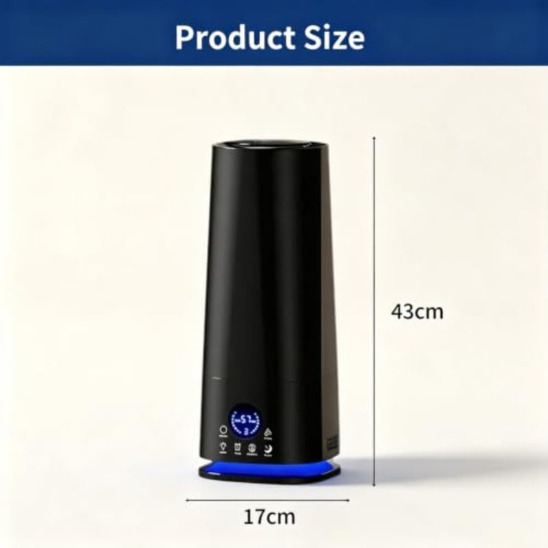 Bedroom humidifier with night light, 5.5L cool mist for home, 2-in-1 humidifier diffuser, office plant use, 360 rotation nozzle, auto shut-off, top fill, up to 40H runtime - Image 2