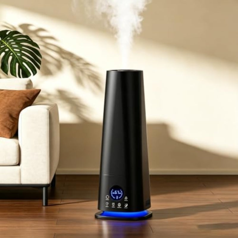 Bedroom humidifier with night light, 5.5L cool mist for home, 2-in-1 humidifier diffuser, office plant use, 360 rotation nozzle, auto shut-off, top fill, up to 40H runtime - Image 1