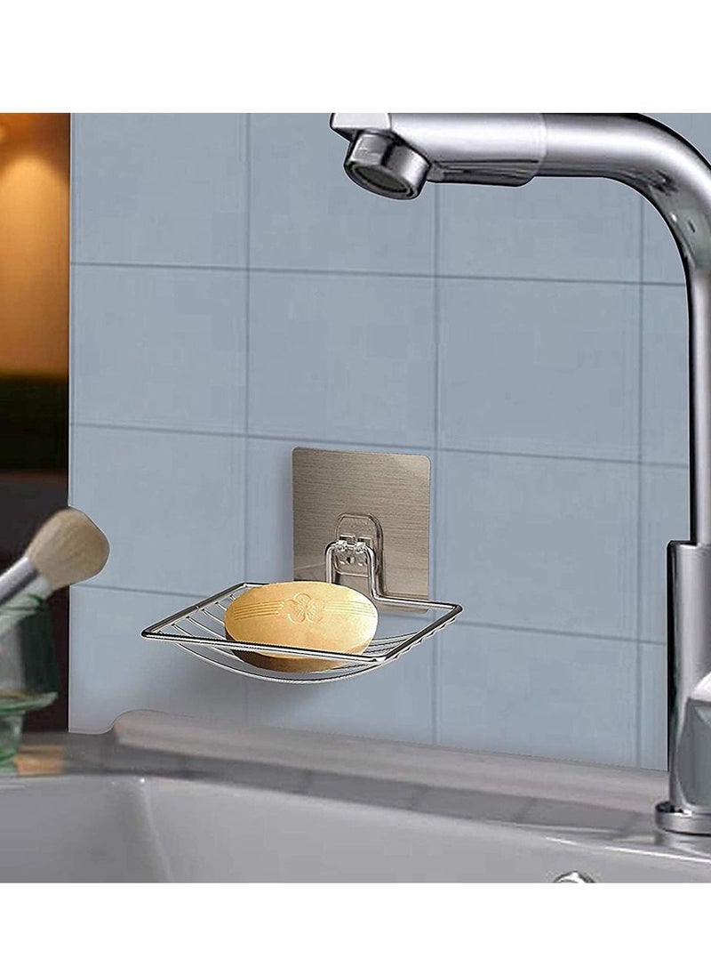 HomarKet - Suction Soap Saver Dispensers 2pcs Strong Rustproof Stainless Steel Soap Rack Wall Mounted Soap Dish Holder Basket Vacuum Suction Cup Bar Soap Sponge Holder for Shower and Bathroom Silver - Image 1